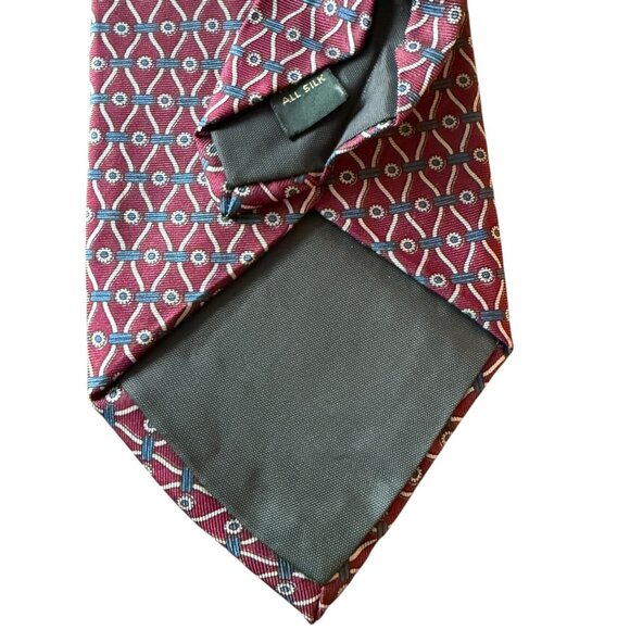 Vintage Regent Bert Pulitzer Burgundy Teal Geometric Silk Tie Mens Necktie USA - Picture 4 of 11